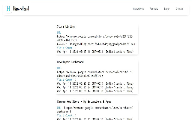 History Hoard from Chrome web store to be run with OffiDocs Chromium online History Hoard from Chrome web store to be run with OffiDocs Chromium online