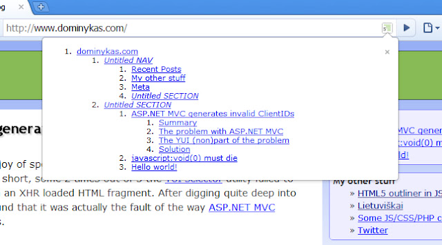 HTML5 Outliner from Chrome web store to be run with OffiDocs Chromium online HTML5 Outliner from Chrome web store to be run with OffiDocs Chromium online