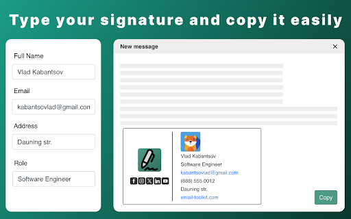 HTML Email Signature Generator from Chrome web store to be run with OffiDocs Chromium online HTML Email Signature Generator from Chrome web store to be run with OffiDocs Chromium online