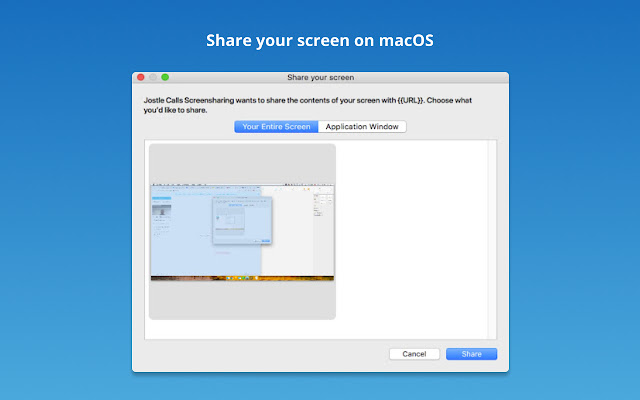 Jostle Screen Sharing from Chrome web store to be run with OffiDocs Chromium online Jostle Screen Sharing from Chrome web store to be run with OffiDocs Chromium online