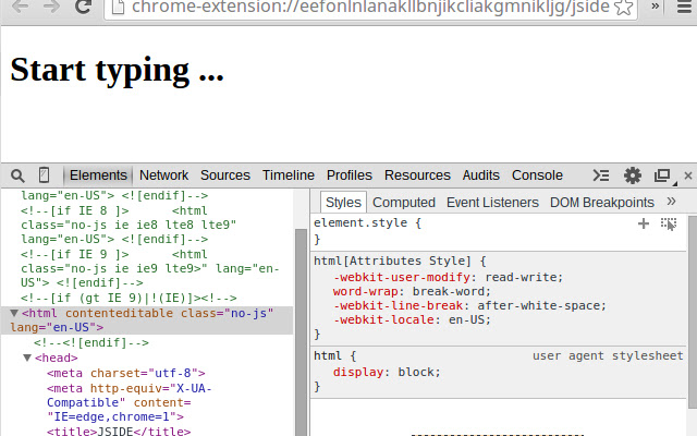 JSIDE Marlies offline JS/jQuery Development from Chrome web store to be run with OffiDocs Chromium online JSIDE Marlies offline JS/jQuery Development from Chrome web store to be run with OffiDocs Chromium online