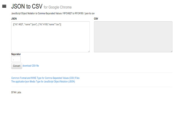 JsonToCsv from Chrome web store to be run with OffiDocs Chromium online JsonToCsv from Chrome web store to be run with OffiDocs Chromium online