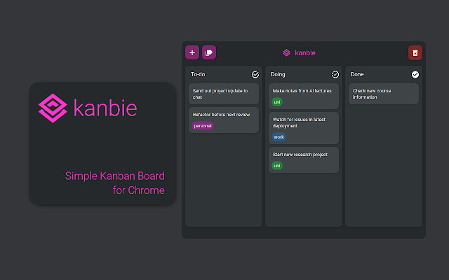 Kanbie from Chrome web store to be run with OffiDocs Chromium online Kanbie from Chrome web store to be run with OffiDocs Chromium online