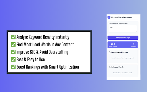 Keyword Density Word Frequency Analyzer from Chrome web store to be run with OffiDocs Chromium online Keyword Density Word Frequency Analyzer from Chrome web store to be run with OffiDocs Chromium online