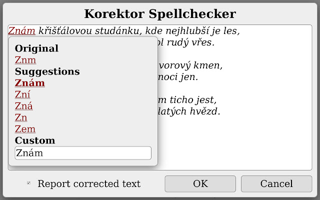 Korektor Spellchecker from Chrome web store to be run with OffiDocs Chromium online Korektor Spellchecker from Chrome web store to be run with OffiDocs Chromium online