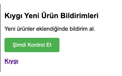 Kıygı Yeni Ürün Bildirimleri from Chrome web store to be run with OffiDocs Chromium online Kıygı Yeni Ürün Bildirimleri from Chrome web store to be run with OffiDocs Chromium online