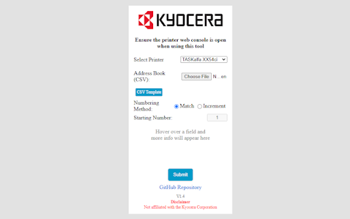 Kyocera Address Book Tool from Chrome web store to be run with OffiDocs Chromium online Kyocera Address Book Tool from Chrome web store to be run with OffiDocs Chromium online