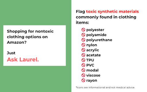 Laurel Filter Out Synthetic Clothing Materials on Amazon from Chrome web store to be run with OffiDocs Chromium online Laurel Filter Out Synthetic Clothing Materials on Amazon from Chrome web store to be run with OffiDocs Chromium online