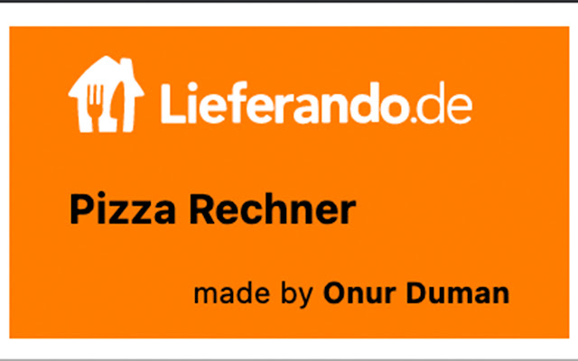 Lieferando Pizza Rechner from Chrome web store to be run with OffiDocs Chromium online Lieferando Pizza Rechner from Chrome web store to be run with OffiDocs Chromium online