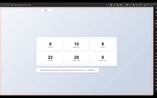 Life Countdown New Tab from Chrome web store to be run with OffiDocs Chromium online Life Countdown New Tab from Chrome web store to be run with OffiDocs Chromium online