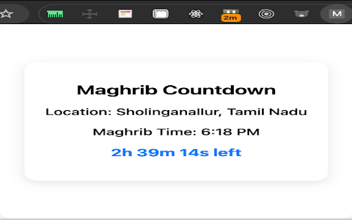 Maghrib Countdown from Chrome web store to be run with OffiDocs Chromium online Maghrib Countdown from Chrome web store to be run with OffiDocs Chromium online
