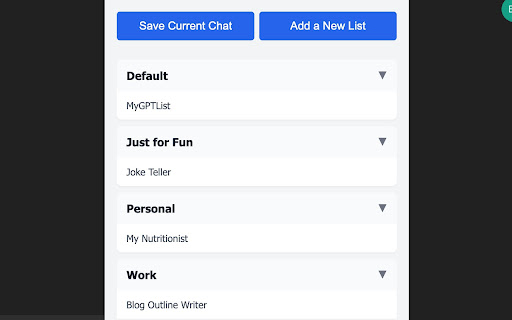 MyGPTList from Chrome web store to be run with OffiDocs Chromium online MyGPTList from Chrome web store to be run with OffiDocs Chromium online