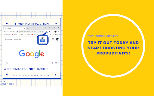 My Timer from Chrome web store to be run with OffiDocs Chromium online My Timer from Chrome web store to be run with OffiDocs Chromium online