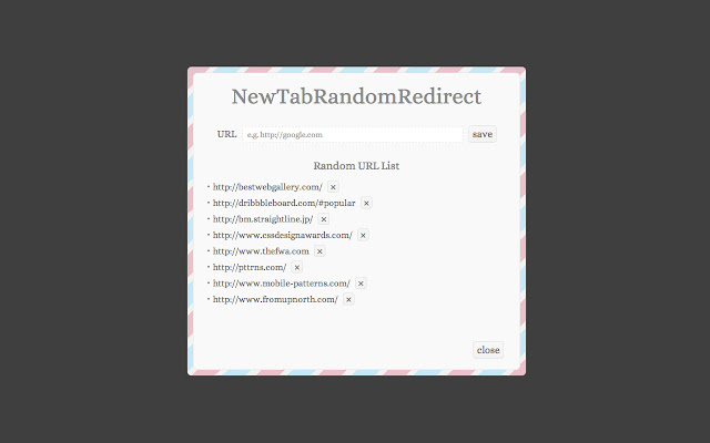 NewTabRandomRedirect from Chrome web store to be run with OffiDocs Chromium online NewTabRandomRedirect from Chrome web store to be run with OffiDocs Chromium online