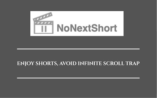 NoNextShort – Stop Endless Scrolling in YouTube Shorts from Chrome web store to be run with OffiDocs Chromium online NoNextShort – Stop Endless Scrolling in YouTube Shorts from Chrome web store to be run with OffiDocs Chromium online