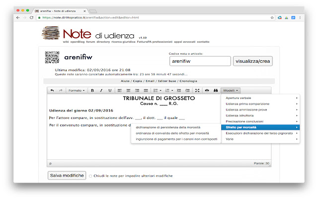 Note di udienza from Chrome web store to be run with OffiDocs Chromium online Note di udienza from Chrome web store to be run with OffiDocs Chromium online