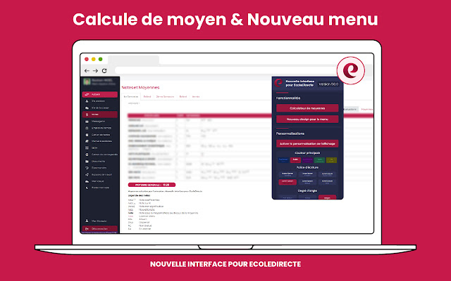 Nouvelle Interface pour EcoleDirecte from Chrome web store to be run with OffiDocs Chromium online Nouvelle Interface pour EcoleDirecte from Chrome web store to be run with OffiDocs Chromium online