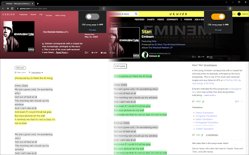 Old Genius (Song Page Switcher) from Chrome web store to be run with OffiDocs Chromium online Old Genius (Song Page Switcher) from Chrome web store to be run with OffiDocs Chromium online