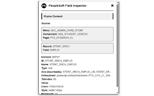 PeopleSoft Field Inspector from Chrome web store to be run with OffiDocs Chromium online PeopleSoft Field Inspector from Chrome web store to be run with OffiDocs Chromium online
