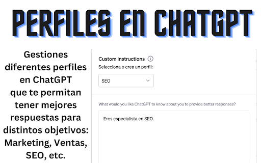 Perfiles para ChatGPT from Chrome web store to be run with OffiDocs Chromium online Perfiles para ChatGPT from Chrome web store to be run with OffiDocs Chromium online