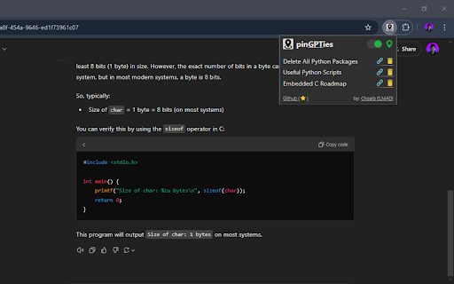 PinGPTies from Chrome web store to be run with OffiDocs Chromium online PinGPTies from Chrome web store to be run with OffiDocs Chromium online