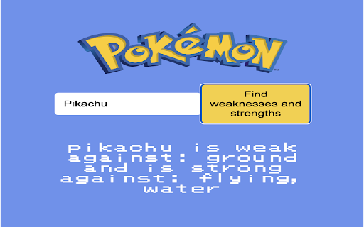 Pokemon Type Weakness Strength Finder from Chrome web store to be run with OffiDocs Chromium online Pokemon Type Weakness Strength Finder from Chrome web store to be run with OffiDocs Chromium online
