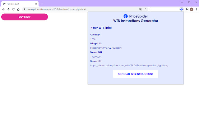 PriceSpider WTB Instructions Generator from Chrome web store to be run with OffiDocs Chromium online PriceSpider WTB Instructions Generator from Chrome web store to be run with OffiDocs Chromium online
