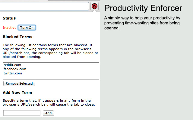 Productivity Enforcer from Chrome web store to be run with OffiDocs Chromium online Productivity Enforcer from Chrome web store to be run with OffiDocs Chromium online