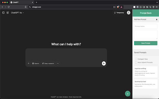 Prompt Bank from Chrome web store to be run with OffiDocs Chromium online Prompt Bank from Chrome web store to be run with OffiDocs Chromium online