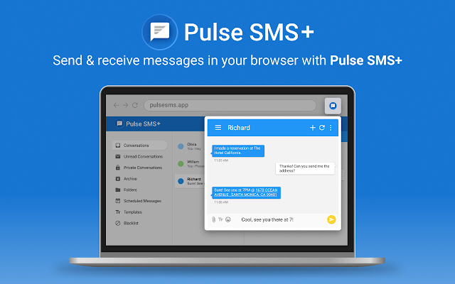 Pulse SMS Extension from Chrome web store to be run with OffiDocs Chromium online Pulse SMS Extension from Chrome web store to be run with OffiDocs Chromium online