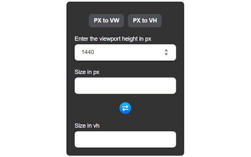 PX to VW VH Converter – Simple Instant Calculation from Chrome web store to be run with OffiDocs Chromium online PX to VW VH Converter – Simple Instant Calculation from Chrome web store to be run with OffiDocs Chromium online