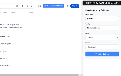 Rank Monitor by WebLens from Chrome web store to be run with OffiDocs Chromium online Rank Monitor by WebLens from Chrome web store to be run with OffiDocs Chromium online
