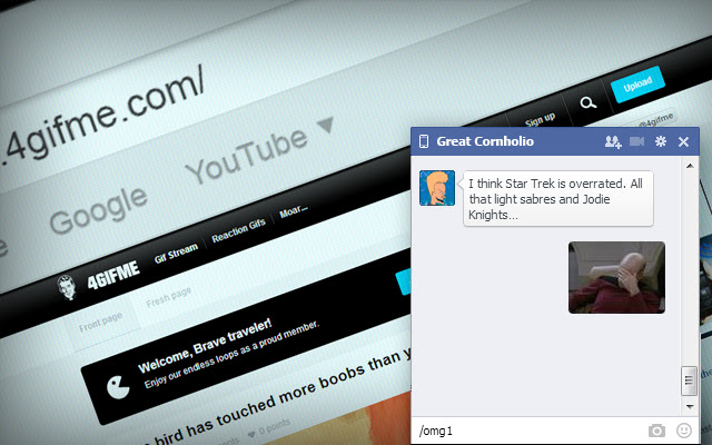 Reaction gifs and memes for facebook chat from Chrome web store to be run with OffiDocs Chromium online Reaction gifs and memes for facebook chat from Chrome web store to be run with OffiDocs Chromium online