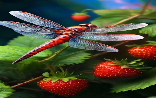 Red dragonfly and strawberry wallpaper from Chrome web store to be run with OffiDocs Chromium online Red dragonfly and strawberry wallpaper from Chrome web store to be run with OffiDocs Chromium online