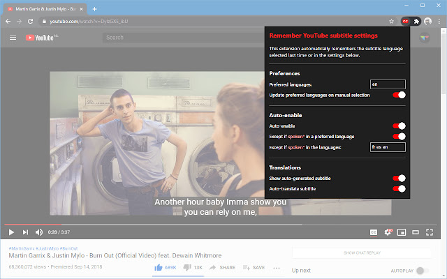 Remember subtitle settings for YouTube™ from Chrome web store to be run with OffiDocs Chromium online Remember subtitle settings for YouTube™ from Chrome web store to be run with OffiDocs Chromium online