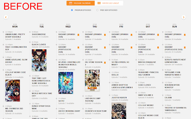 Remove Crunchyroll simulcast calendar dubs from Chrome web store to be run with OffiDocs Chromium online Remove Crunchyroll simulcast calendar dubs from Chrome web store to be run with OffiDocs Chromium online