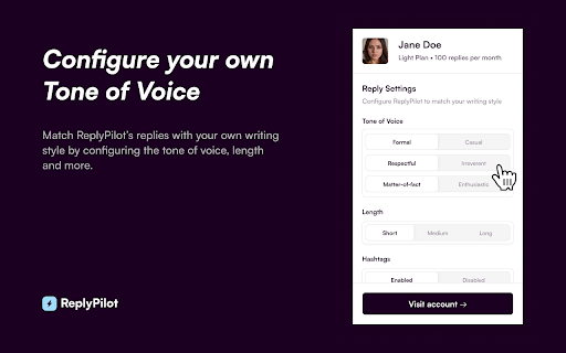 ReplyPilot from Chrome web store to be run with OffiDocs Chromium online ReplyPilot from Chrome web store to be run with OffiDocs Chromium online