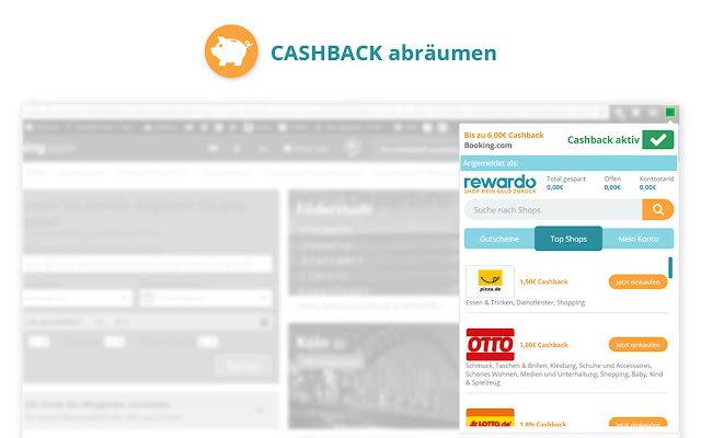 rewardo Cashback Deals Gutscheine und Rabatte from Chrome web store to be run with OffiDocs Chromium online rewardo Cashback Deals Gutscheine und Rabatte from Chrome web store to be run with OffiDocs Chromium online