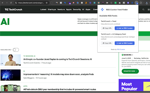 RSS Curator Feed Finder from Chrome web store to be run with OffiDocs Chromium online RSS Curator Feed Finder from Chrome web store to be run with OffiDocs Chromium online