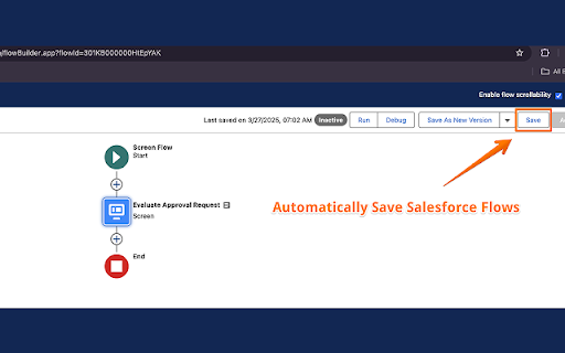 Salesforce Flow Autosaver from Chrome web store to be run with OffiDocs Chromium online Salesforce Flow Autosaver from Chrome web store to be run with OffiDocs Chromium online