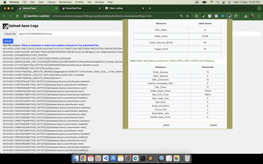 Salesforce Log MinerNow Visualize from Chrome web store to be run with OffiDocs Chromium online Salesforce Log MinerNow Visualize from Chrome web store to be run with OffiDocs Chromium online