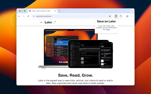 Save on Later from Chrome web store to be run with OffiDocs Chromium online Save on Later from Chrome web store to be run with OffiDocs Chromium online
