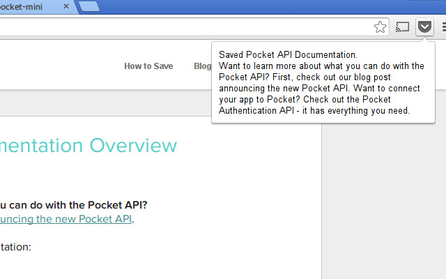Save to Pocket (mini) from Chrome web store to be run with OffiDocs Chromium online Save to Pocket (mini) from Chrome web store to be run with OffiDocs Chromium online