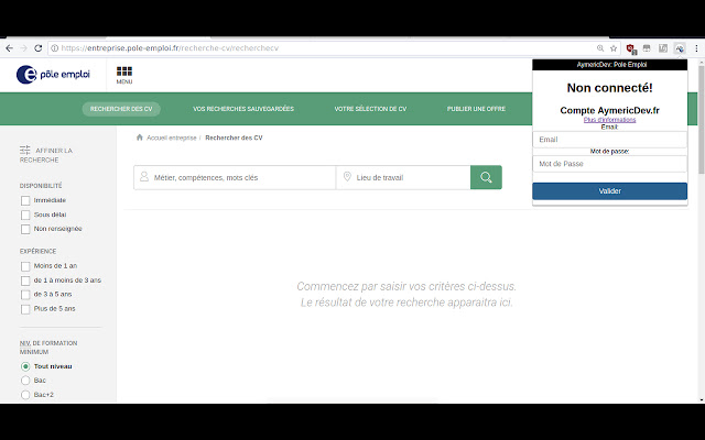 Scraping Pole Emploi from Chrome web store to be run with OffiDocs Chromium online Scraping Pole Emploi from Chrome web store to be run with OffiDocs Chromium online