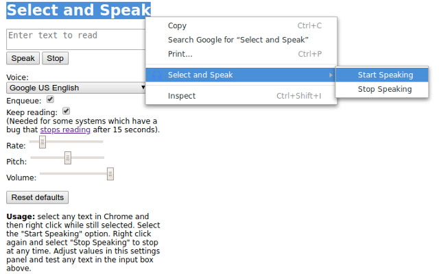 Select and Speak from Chrome web store to be run with OffiDocs Chromium online Select and Speak from Chrome web store to be run with OffiDocs Chromium online
