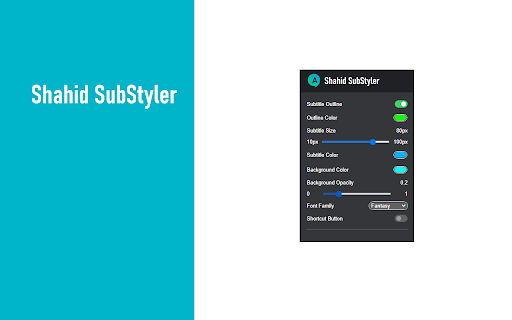 Shahid SubStyler: Customize subtitles from Chrome web store to be run with OffiDocs Chromium online Shahid SubStyler: Customize subtitles from Chrome web store to be run with OffiDocs Chromium online