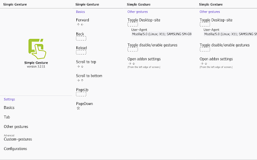 Simple Gesture from Chrome web store to be run with OffiDocs Chromium online Simple Gesture from Chrome web store to be run with OffiDocs Chromium online