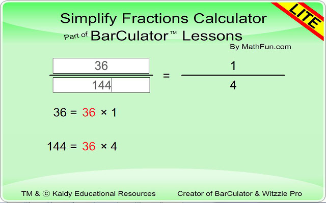 Simplify Fractions Calculator from Chrome web store to be run with OffiDocs Chromium online Simplify Fractions Calculator from Chrome web store to be run with OffiDocs Chromium online