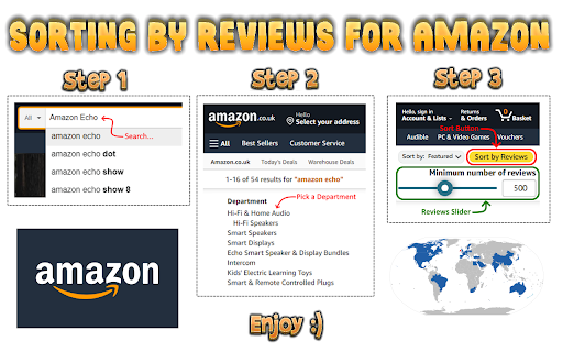Sort By Reviews for Amazon from Chrome web store to be run with OffiDocs Chromium online Sort By Reviews for Amazon from Chrome web store to be run with OffiDocs Chromium online