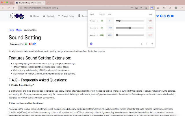 Sound Setting from Chrome web store to be run with OffiDocs Chromium online Sound Setting from Chrome web store to be run with OffiDocs Chromium online